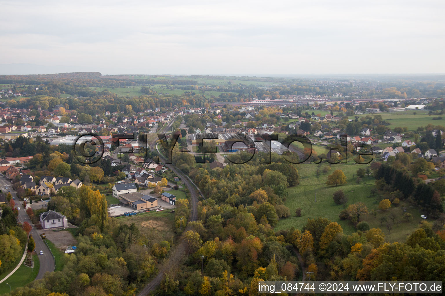 Oblique view of Niederbronn-les-Bains in the state Bas-Rhin, France