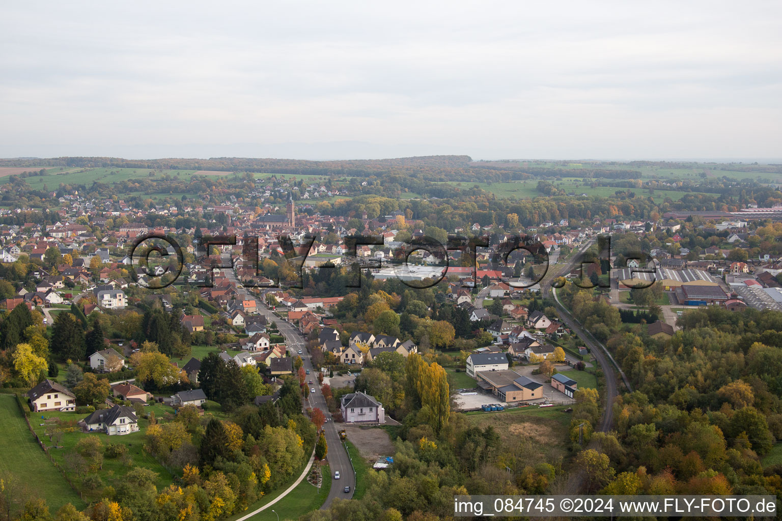 Niederbronn-les-Bains in the state Bas-Rhin, France from above