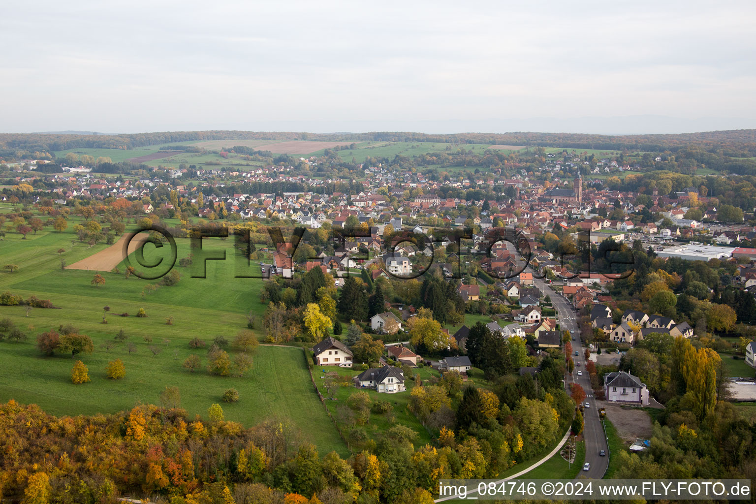 Niederbronn-les-Bains in the state Bas-Rhin, France out of the air