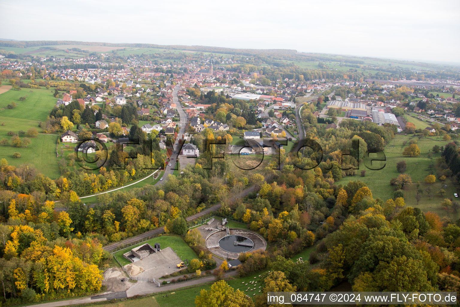 Niederbronn-les-Bains in the state Bas-Rhin, France seen from above