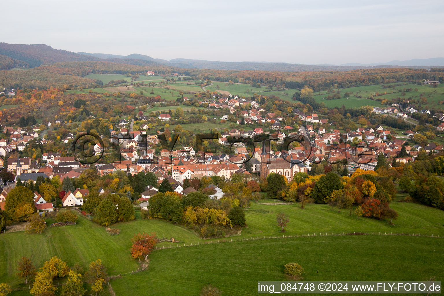 Niederbronn-les-Bains in the state Bas-Rhin, France from the plane