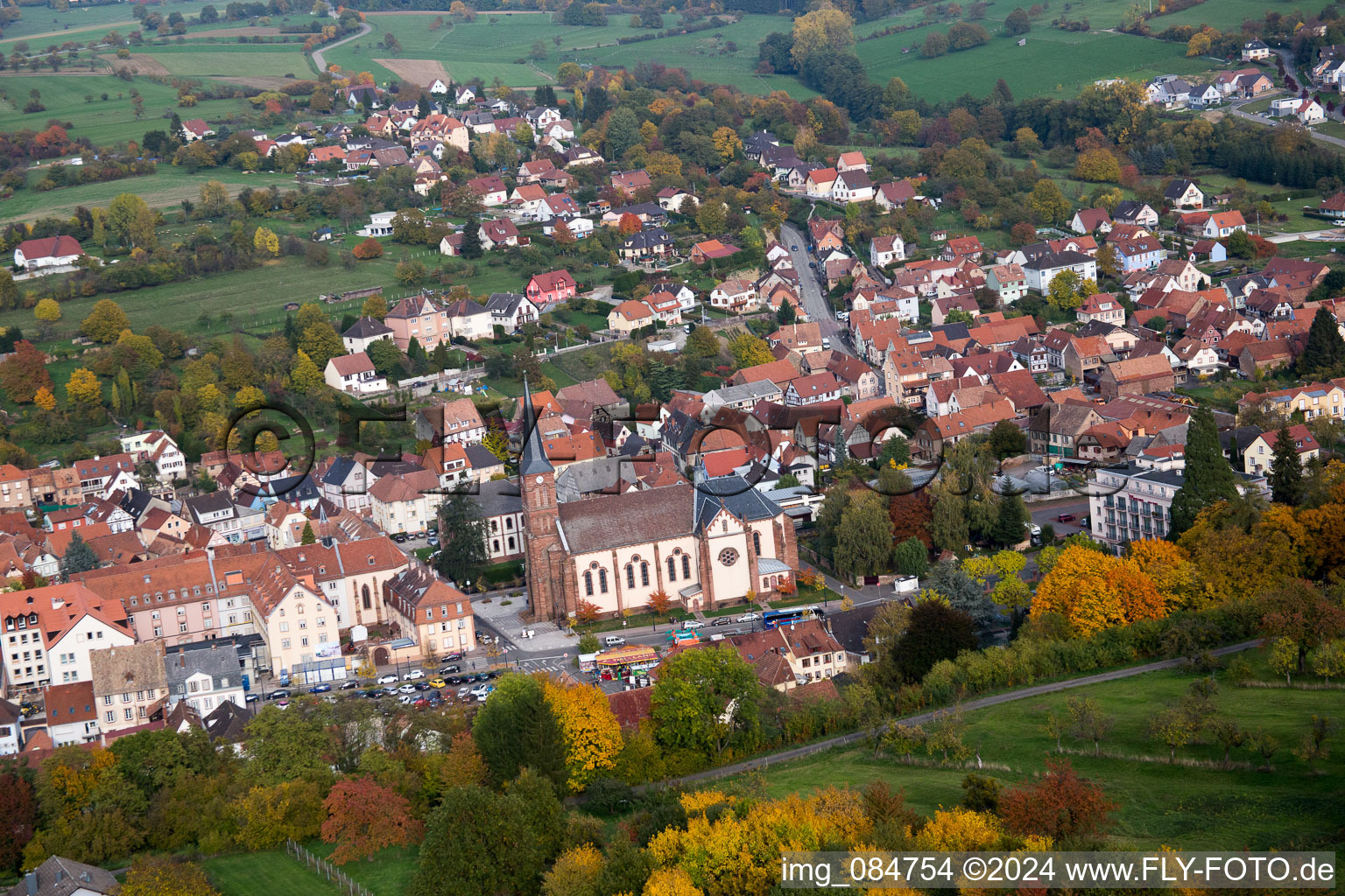 Niederbronn-les-Bains in the state Bas-Rhin, France from a drone