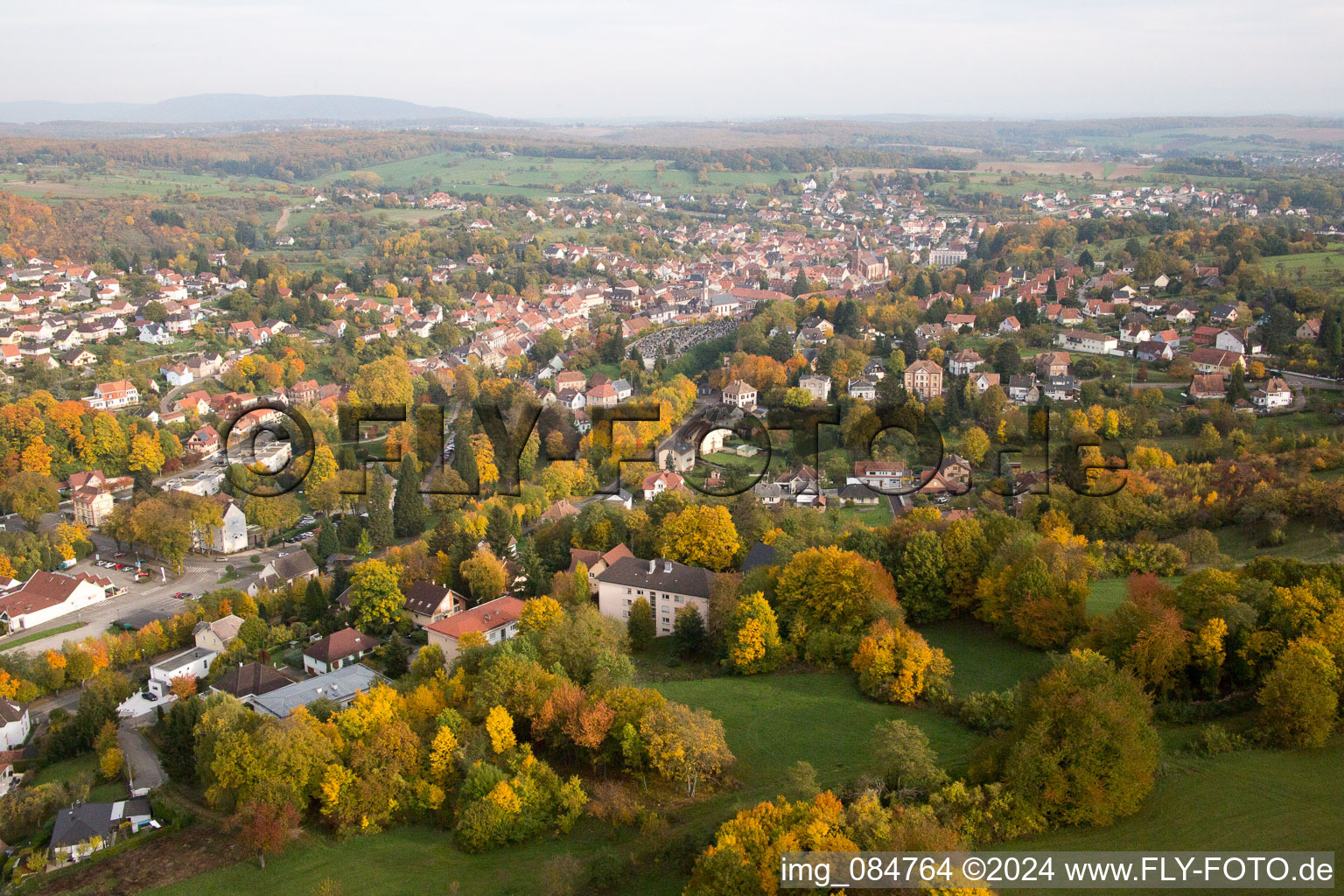 Oblique view of Niederbronn-les-Bains in the state Bas-Rhin, France