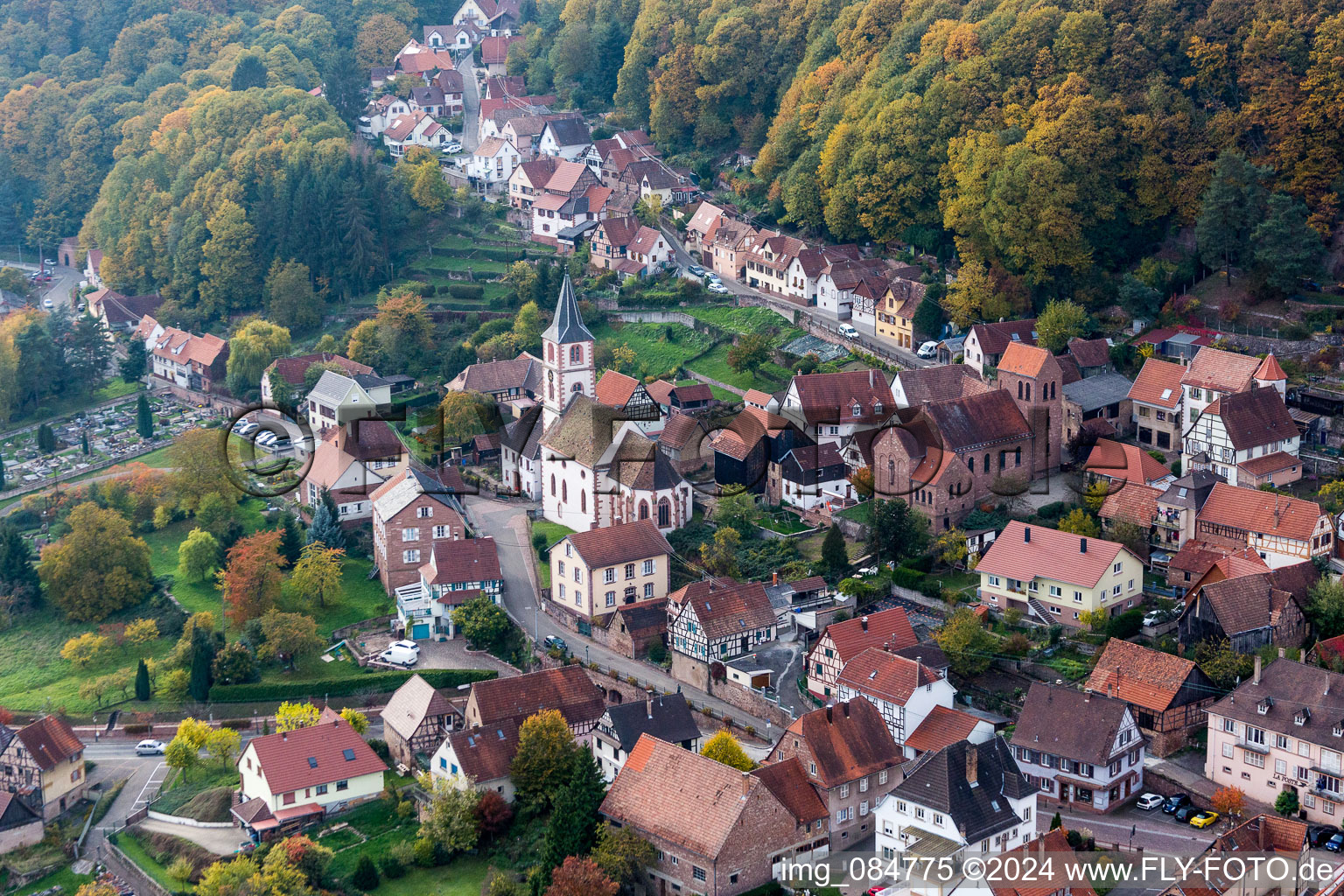 Church building in the village of in Oberbronn in Grand Est, France