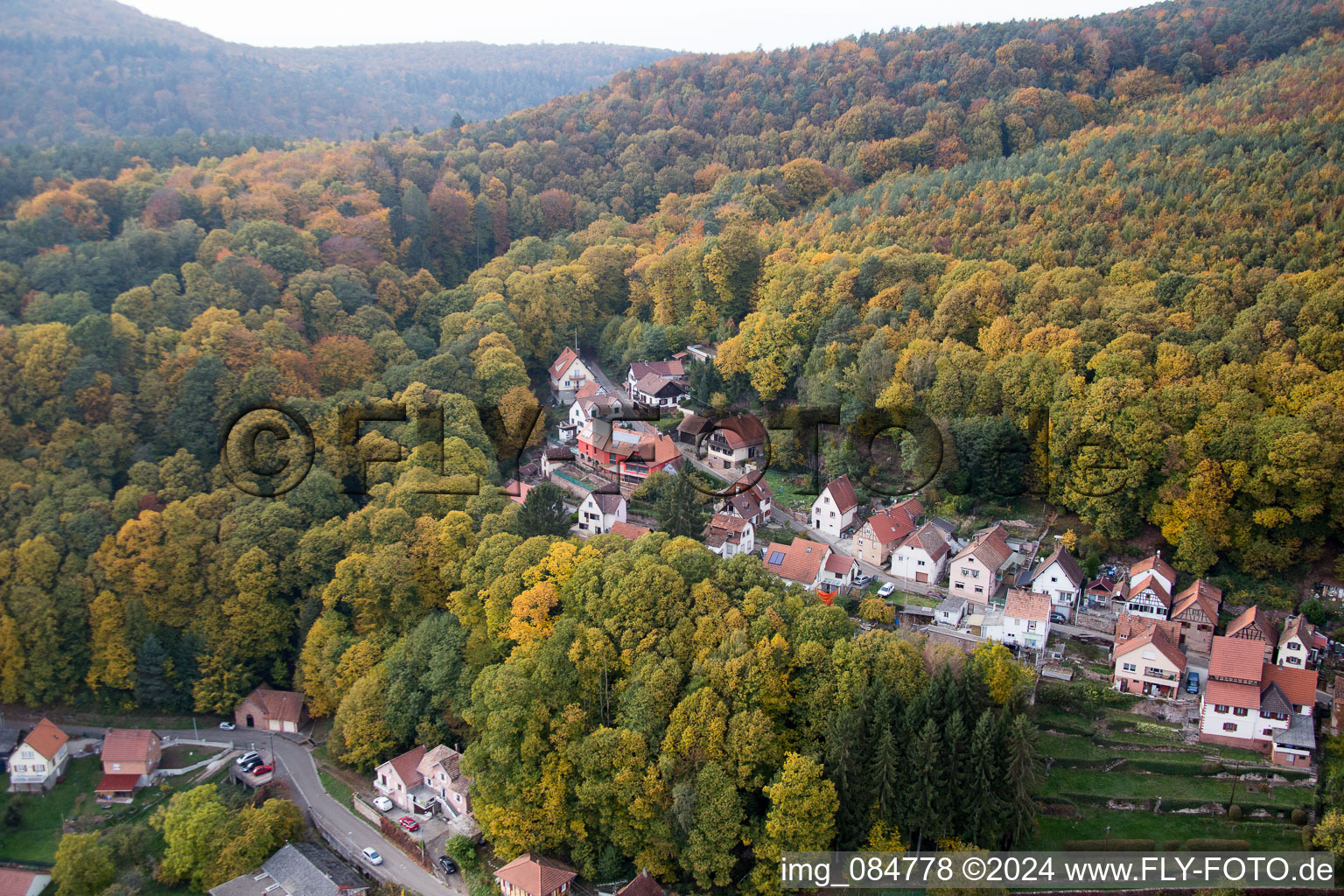 Aerial photograpy of Oberbronn in the state Bas-Rhin, France