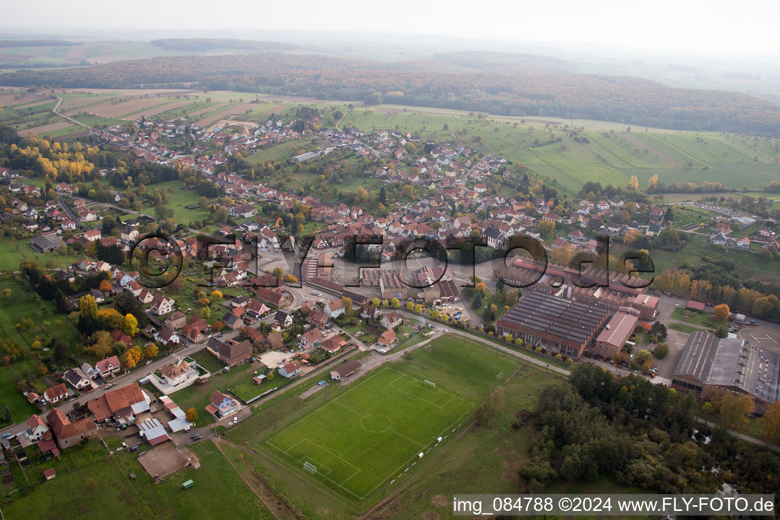 Aerial view of Zinswiller in the state Bas-Rhin, France