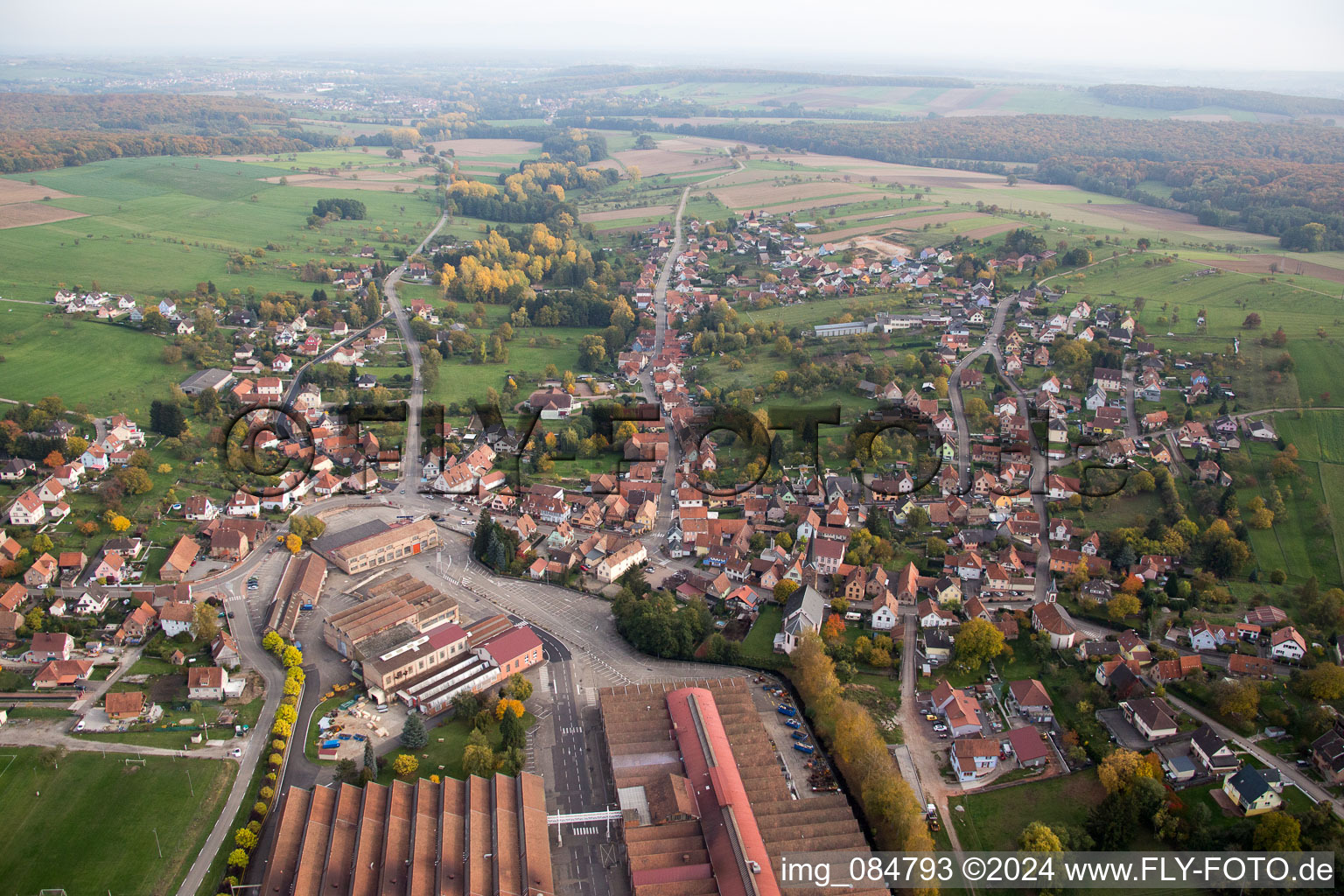 Aerial view of De Dietrich Process Systems in Zinswiller in the state Bas-Rhin, France