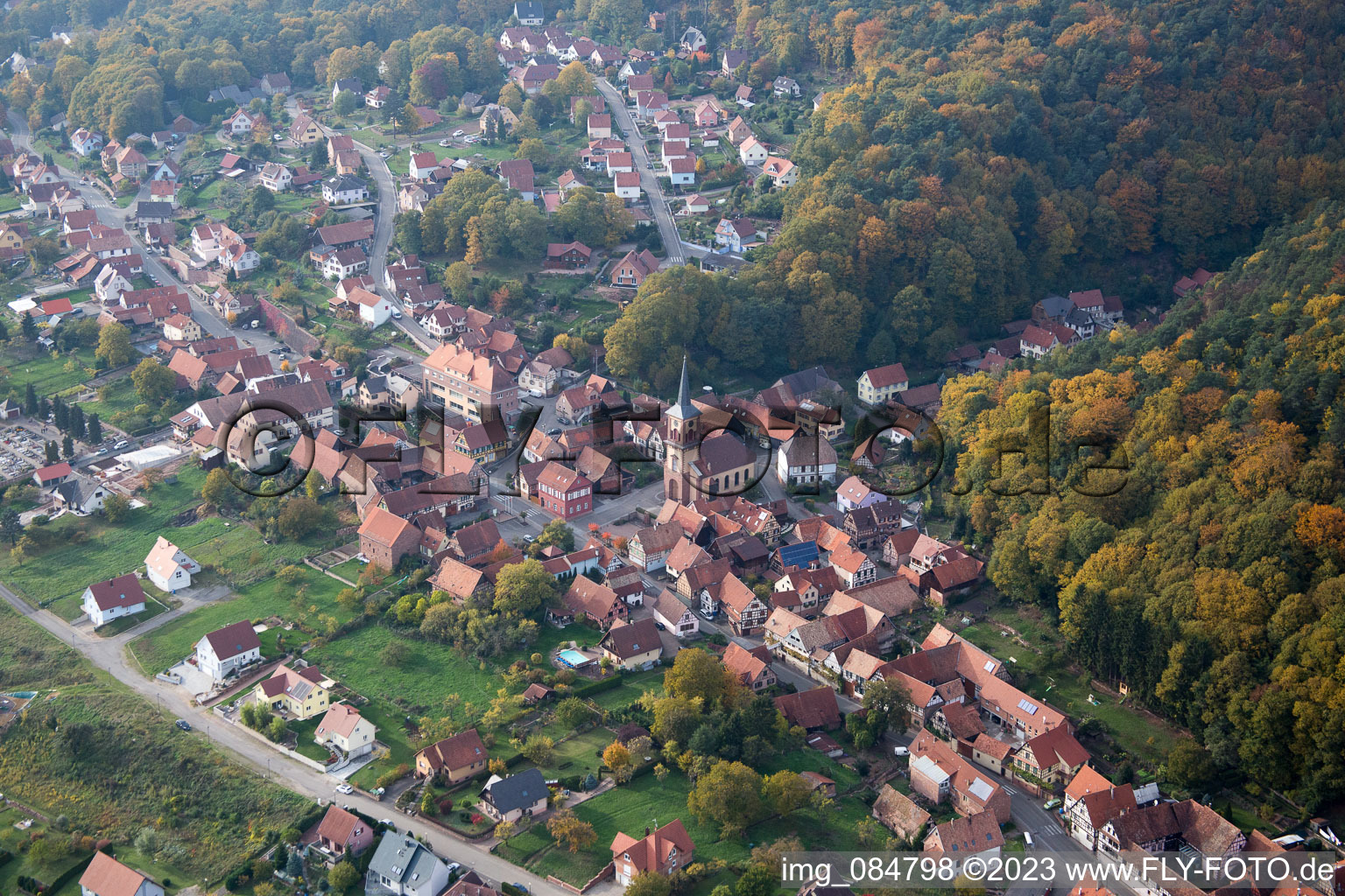 Aerial photograpy of Offwiller in the state Bas-Rhin, France