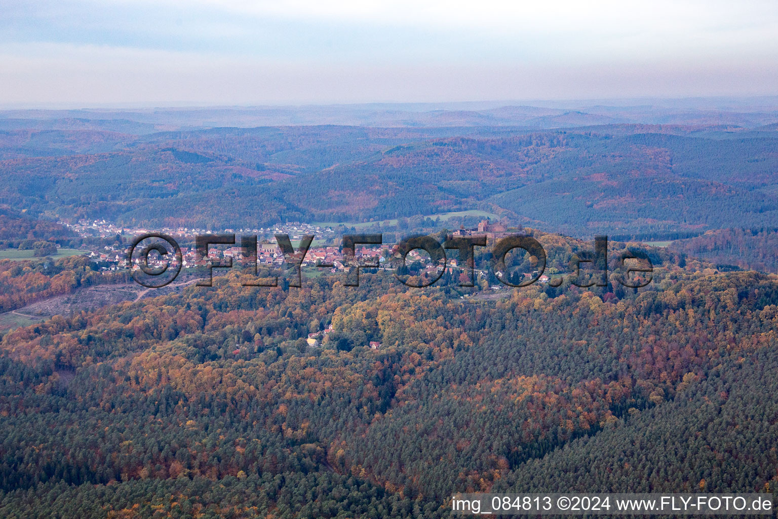 Oblique view of Lichtenberg in the state Bas-Rhin, France