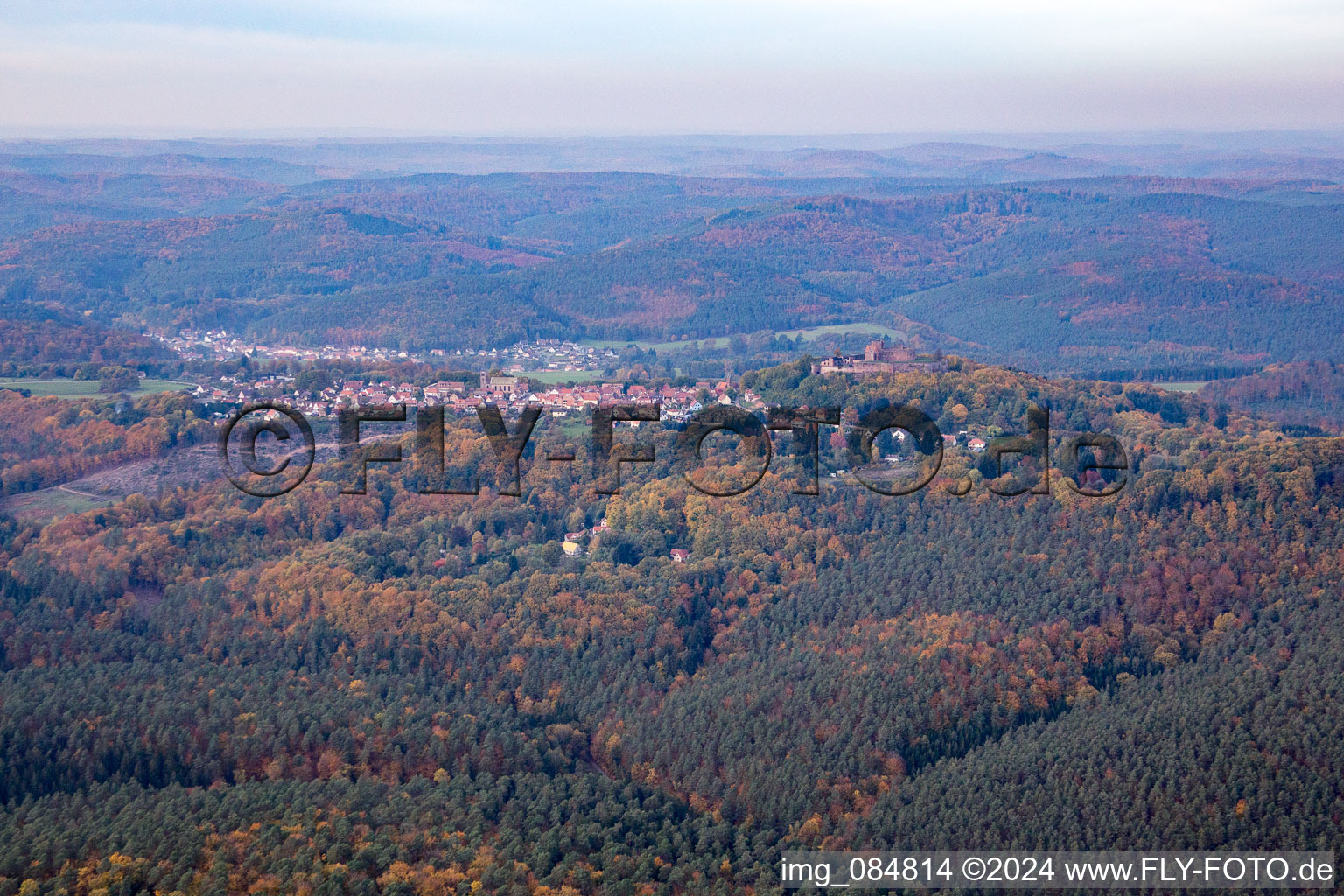 Lichtenberg in the state Bas-Rhin, France from above