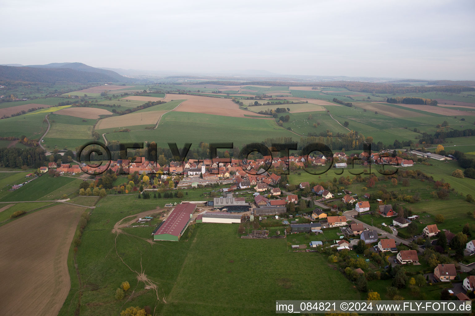 Aerial photograpy of Bischholtz in the state Bas-Rhin, France