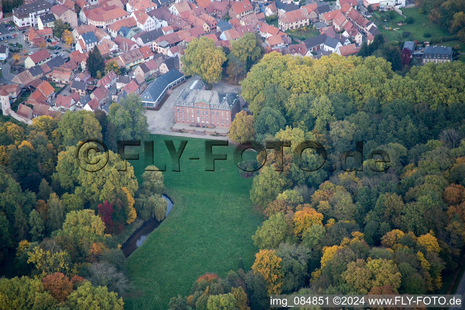 Aerial view of Reichshoffen in the state Bas-Rhin, France