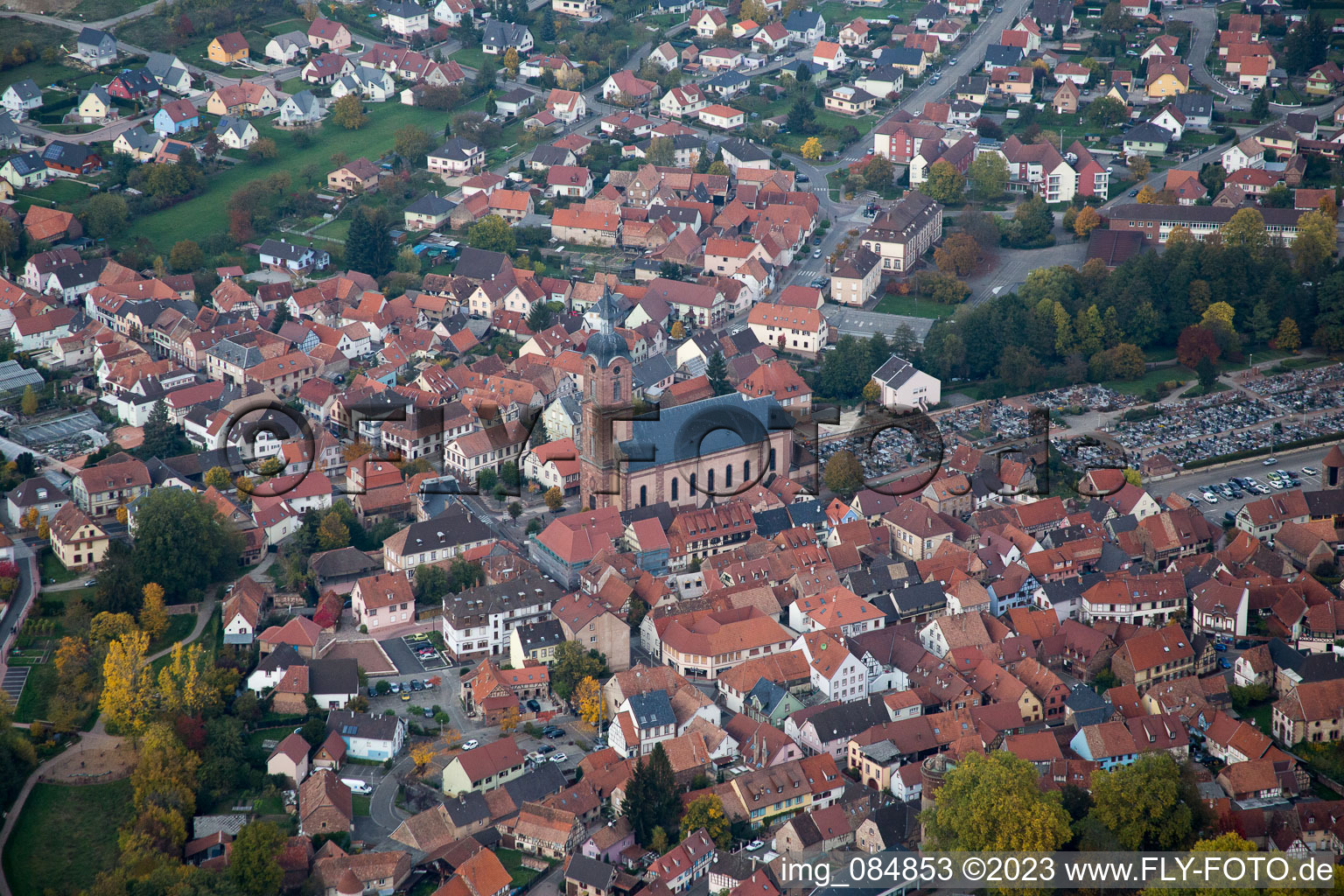 Oblique view of Reichshoffen in the state Bas-Rhin, France