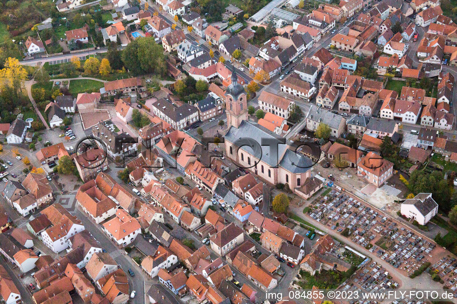 Reichshoffen in the state Bas-Rhin, France from above