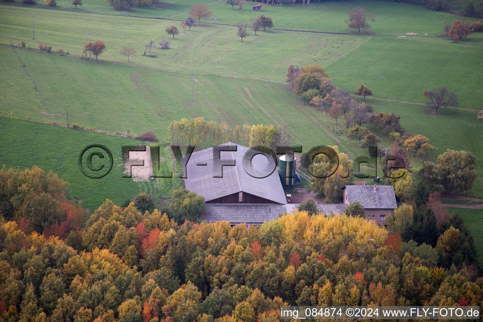 Niederbronn-les-Bains in the state Bas-Rhin, France seen from above