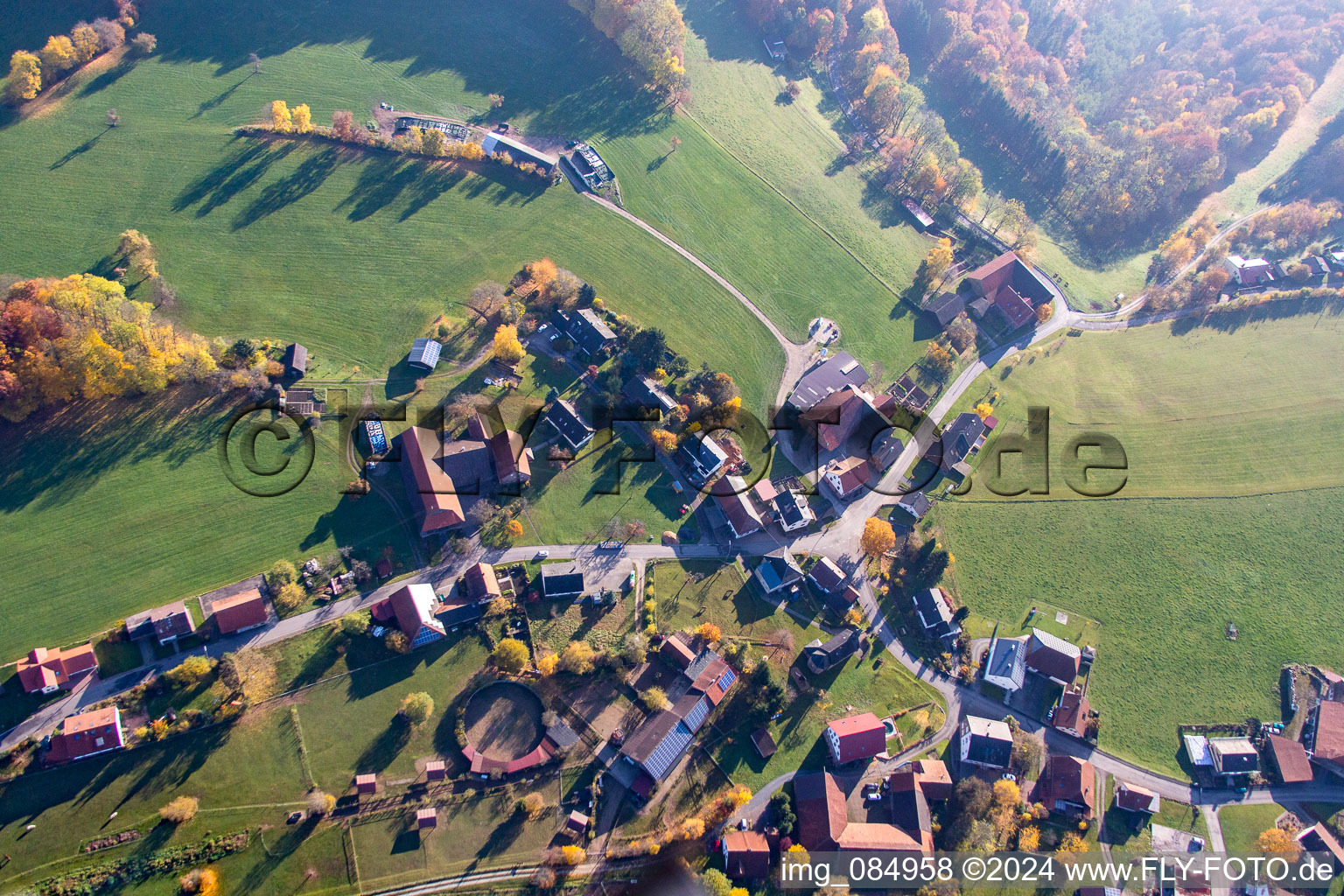 Aerial view of District Breitenbuch in Kirchzell in the state Bavaria, Germany