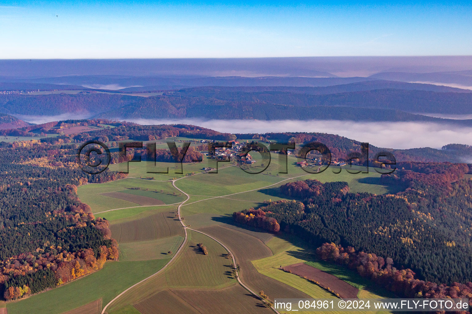 Aerial photograpy of District Breitenbuch in Kirchzell in the state Bavaria, Germany