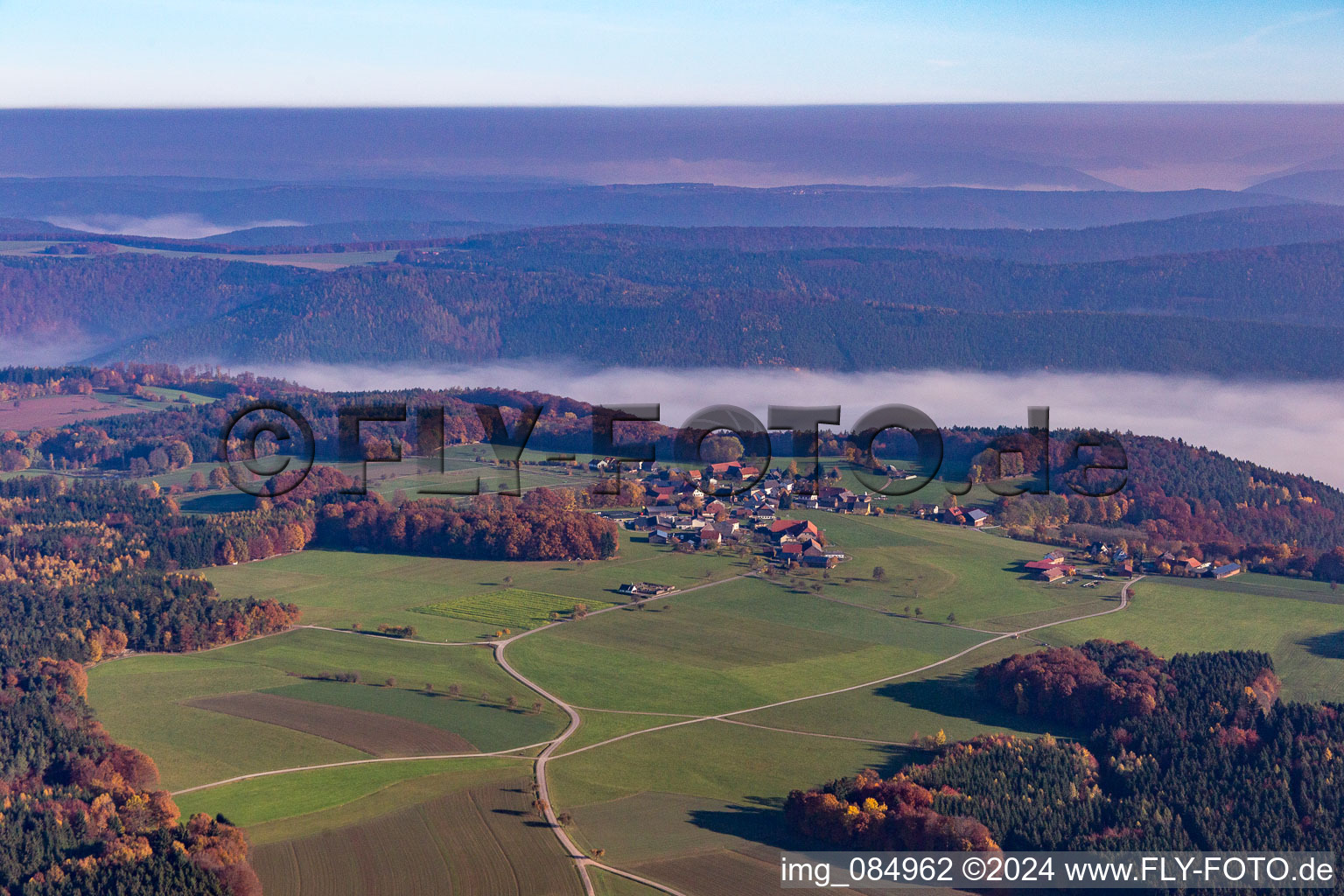 Oblique view of District Breitenbuch in Kirchzell in the state Bavaria, Germany