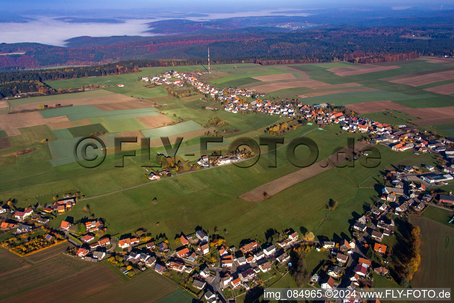 Aerial view of District Würzberg in Michelstadt in the state Hesse, Germany