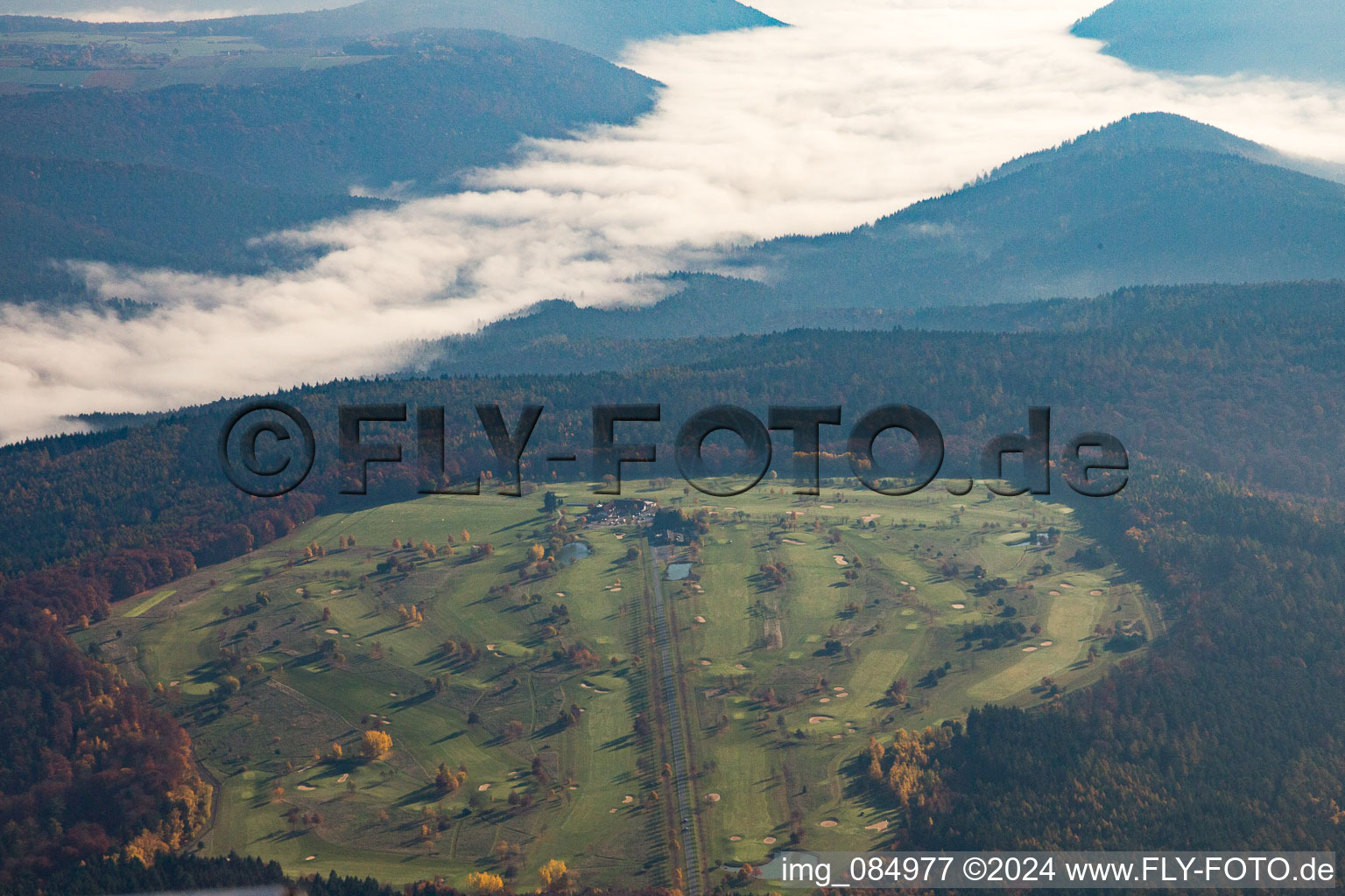 Aerial photograpy of Sansenhof Golf Club in the district Ohrenbach in Weilbach in the state Bavaria, Germany