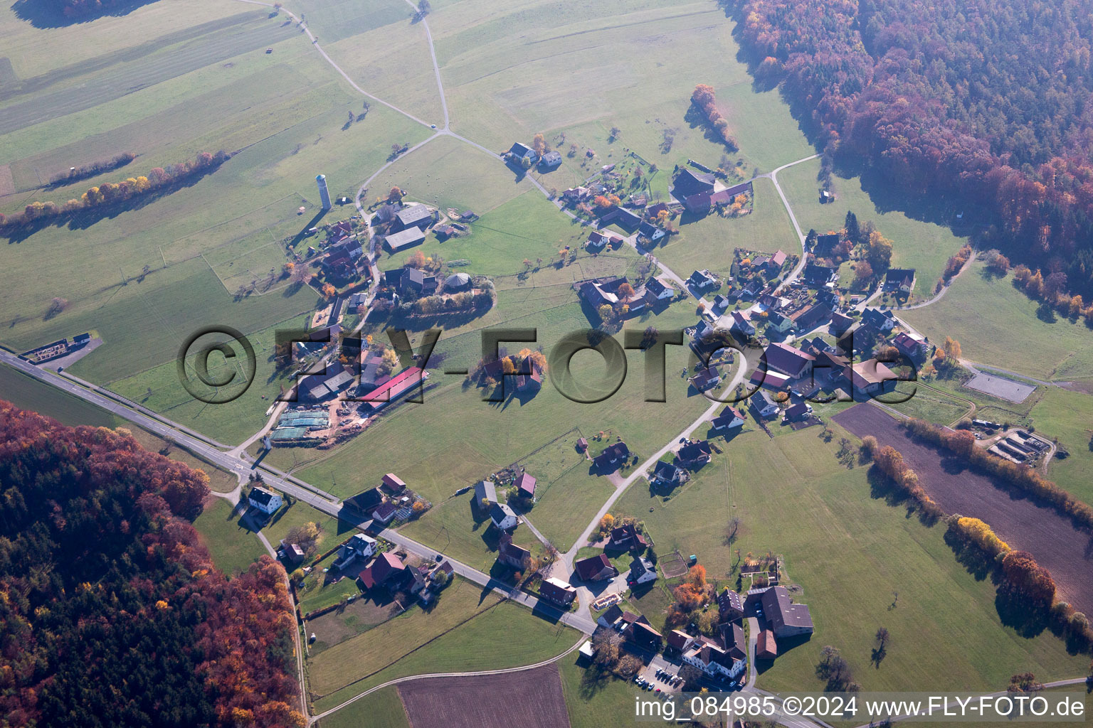 Village - View in the district Boxbrunn im Odenwald in Amorbach in the state Bavaria, Germany