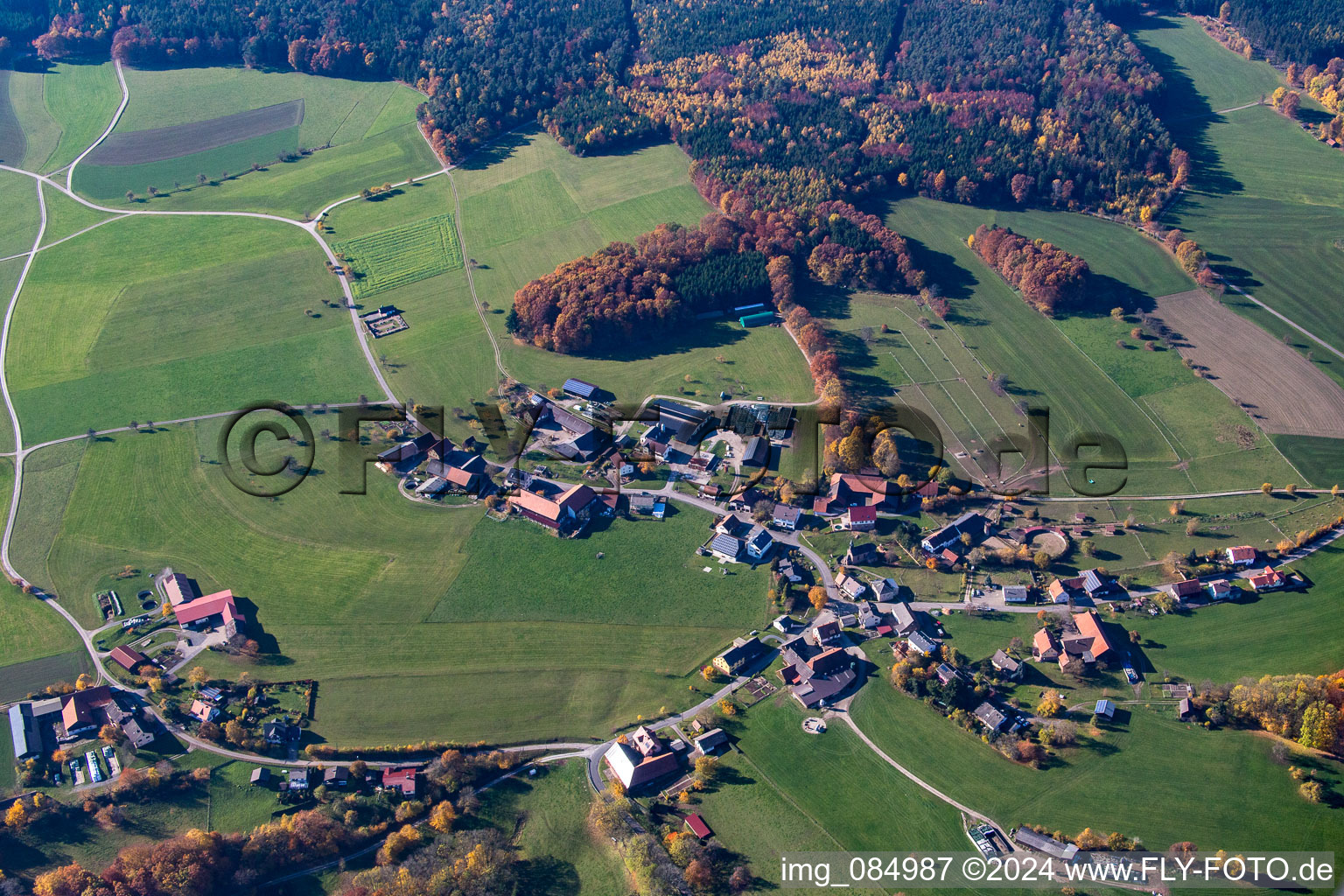 District Breitenbuch in Kirchzell in the state Bavaria, Germany out of the air