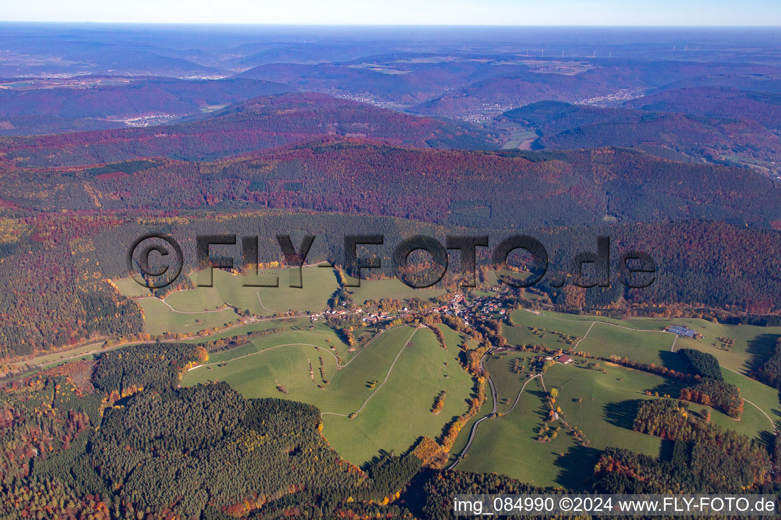 Aerial view of District Watterbach in Kirchzell in the state Bavaria, Germany