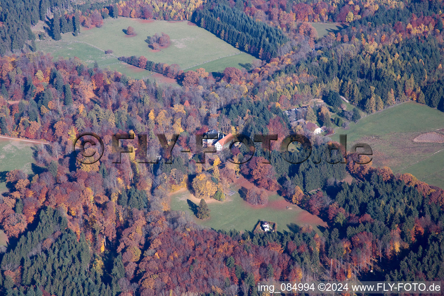 Aerial view of Ernsbach in the state Hesse, Germany