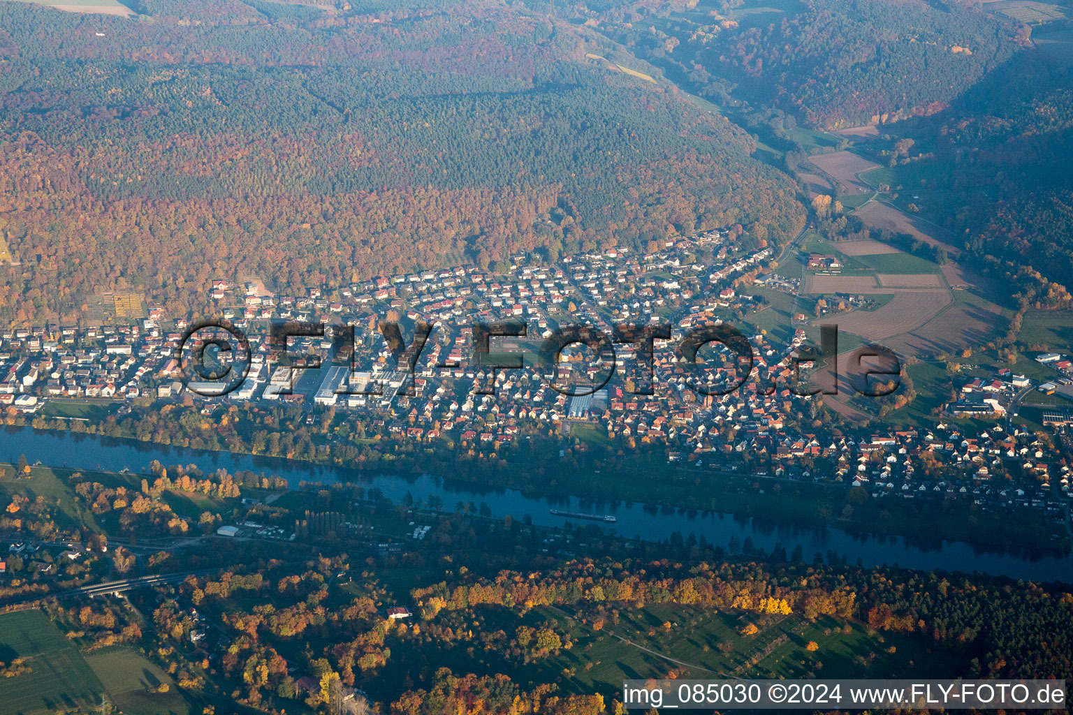 Aerial photograpy of Klingenberg in Klingenberg am Main in the state Bavaria, Germany