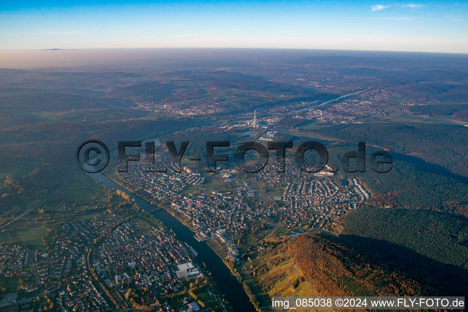 Aerial view of Wörth am Main in the state Bavaria, Germany