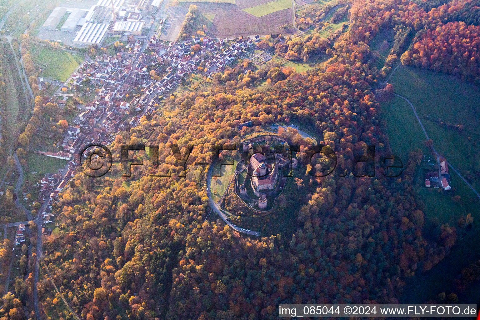 Aerial photograpy of Castle Breuberg in Breuberg in the state Hesse, Germany