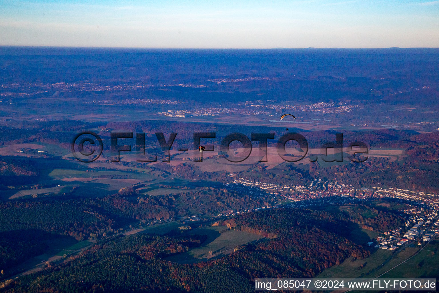 Aerial view of Mömlingen in the state Hesse, Germany