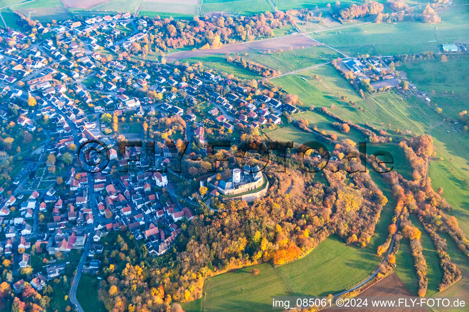 Aerial view of Museum Veste Otzberg in the district Hering in Otzberg in the state Hesse, Germany