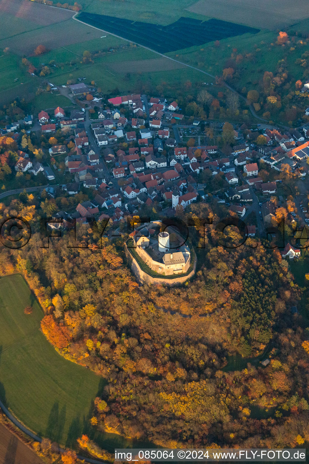 Aerial view of Fortress Otzberg in the district Hering in Otzberg in the state Hesse, Germany