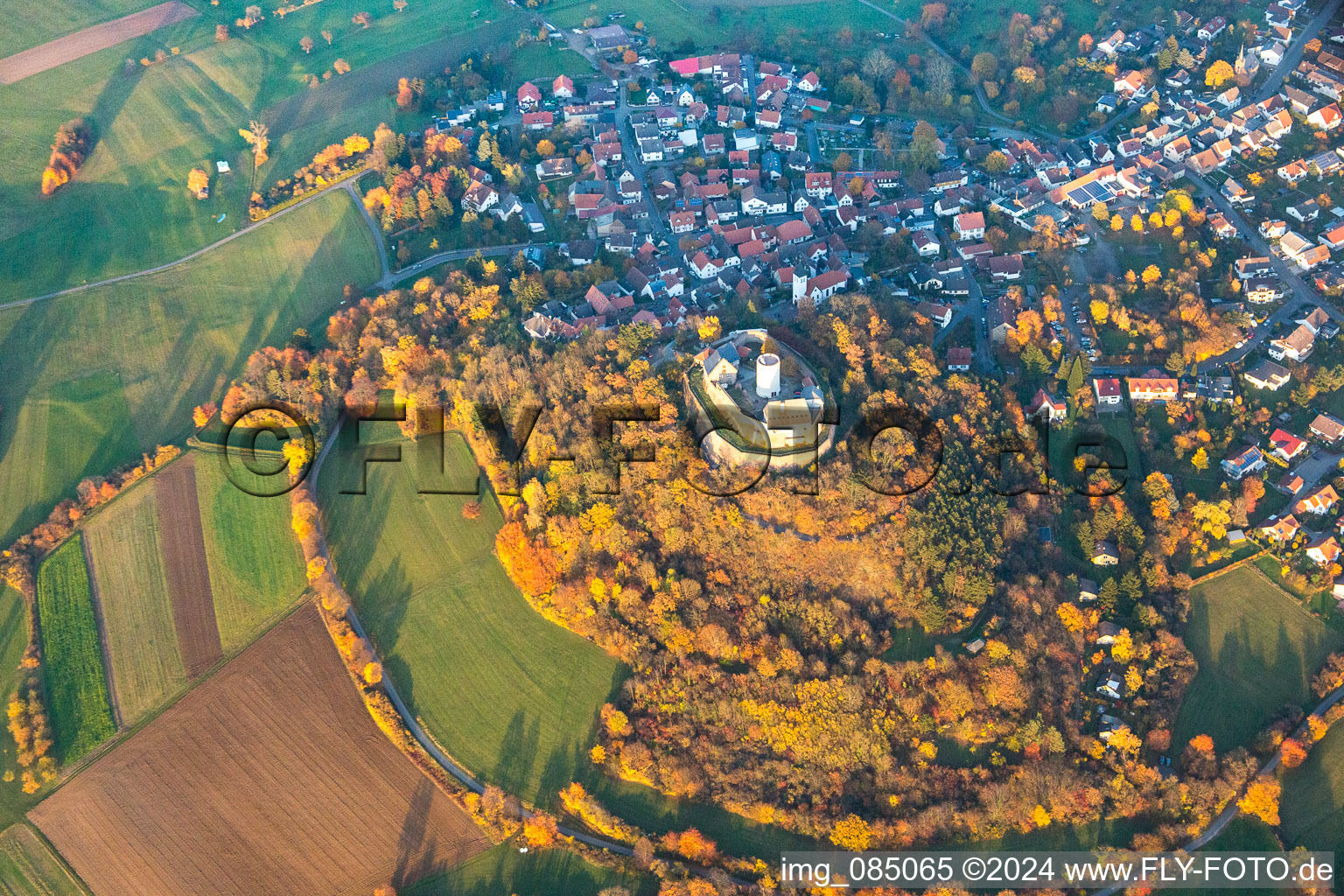 Aerial photograpy of Fortress Otzberg in the district Hering in Otzberg in the state Hesse, Germany