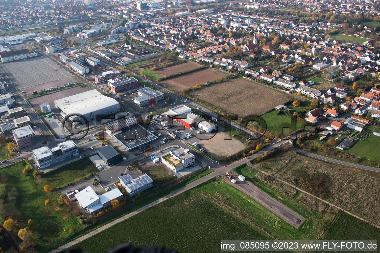 District Queichheim in Landau in der Pfalz in the state Rhineland-Palatinate, Germany from a drone