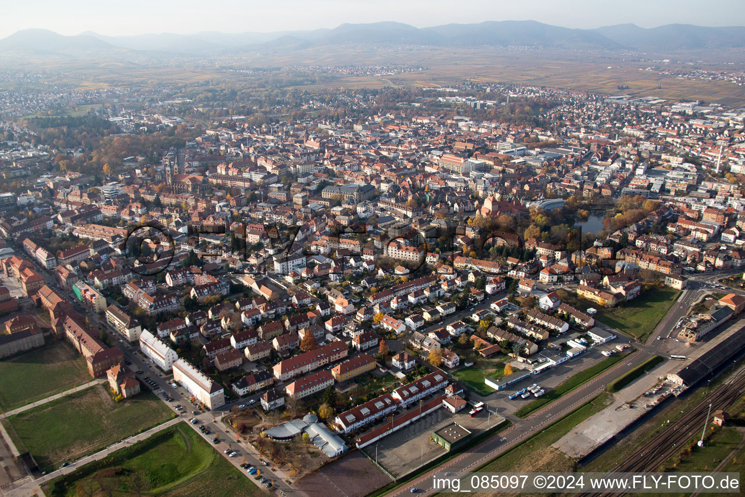 Landau in der Pfalz in the state Rhineland-Palatinate, Germany from above