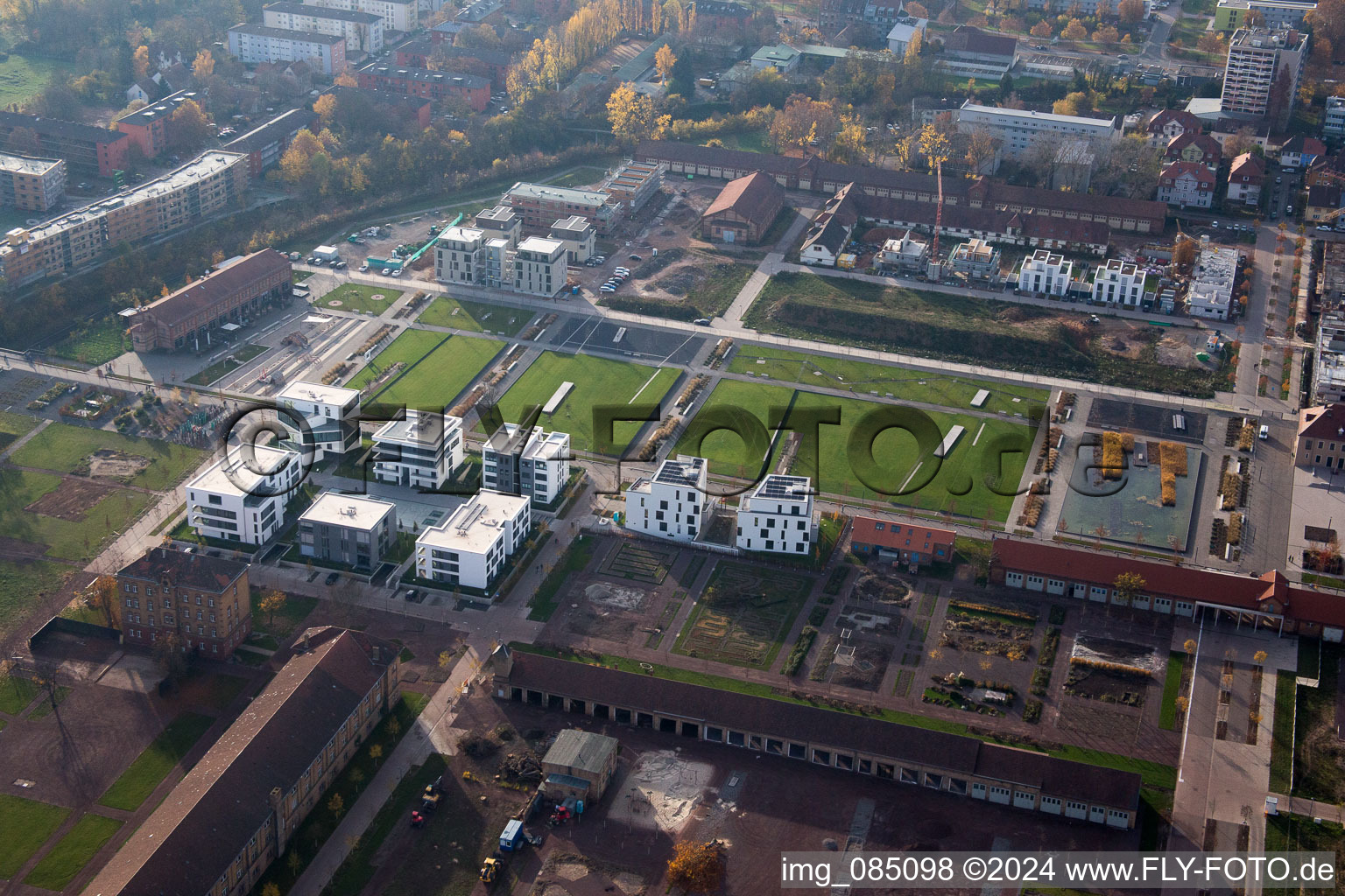 State Garden Show Grounds in Landau in der Pfalz in the state Rhineland-Palatinate, Germany seen from above