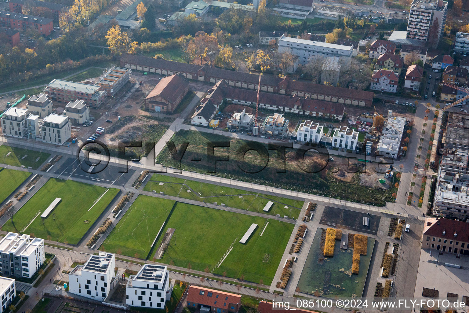 Drone recording of State Garden Show 2015 in Landau in der Pfalz in the state Rhineland-Palatinate, Germany