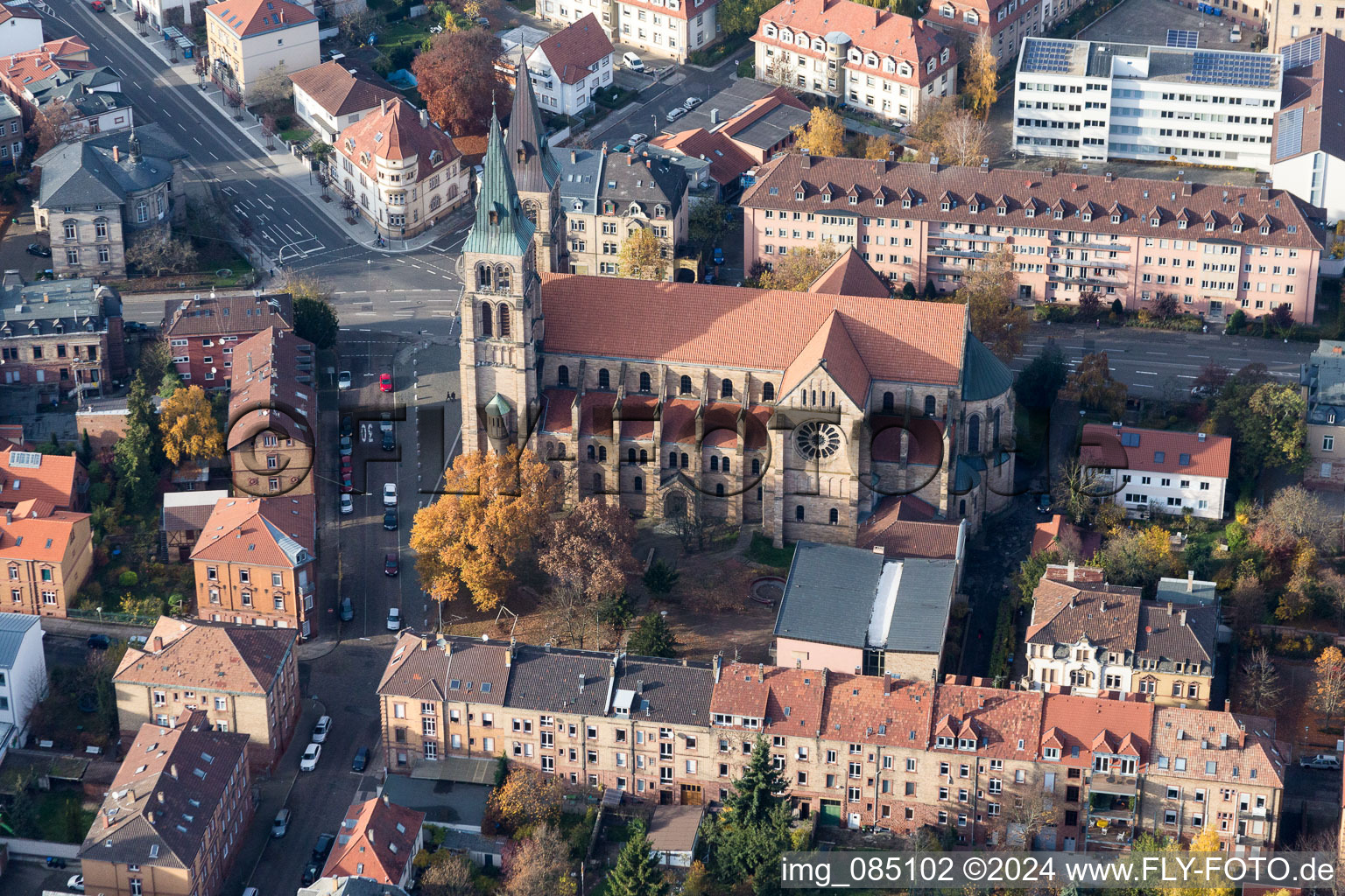 Church building in von  Old Town- center of downtown in Landau in der Pfalz in the state Rhineland-Palatinate, Germany