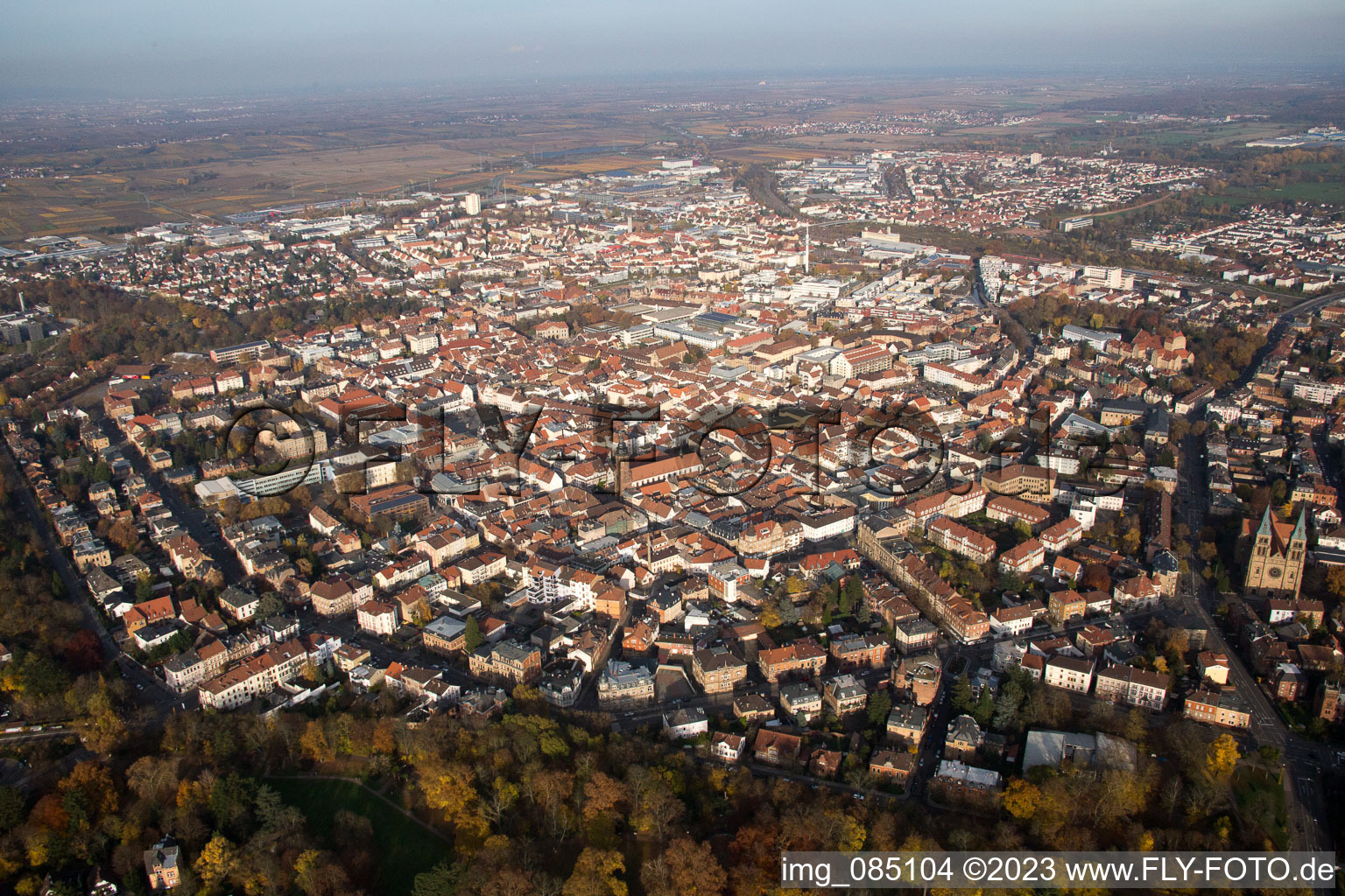 Landau in der Pfalz in the state Rhineland-Palatinate, Germany seen from above