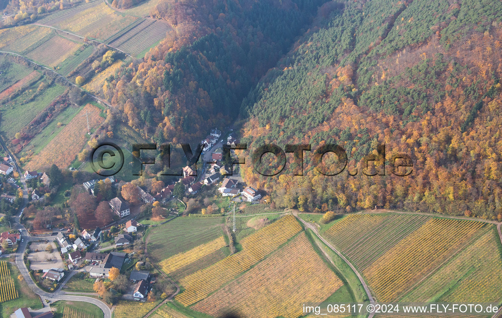 Aerial photograpy of Albersweiler in the state Rhineland-Palatinate, Germany