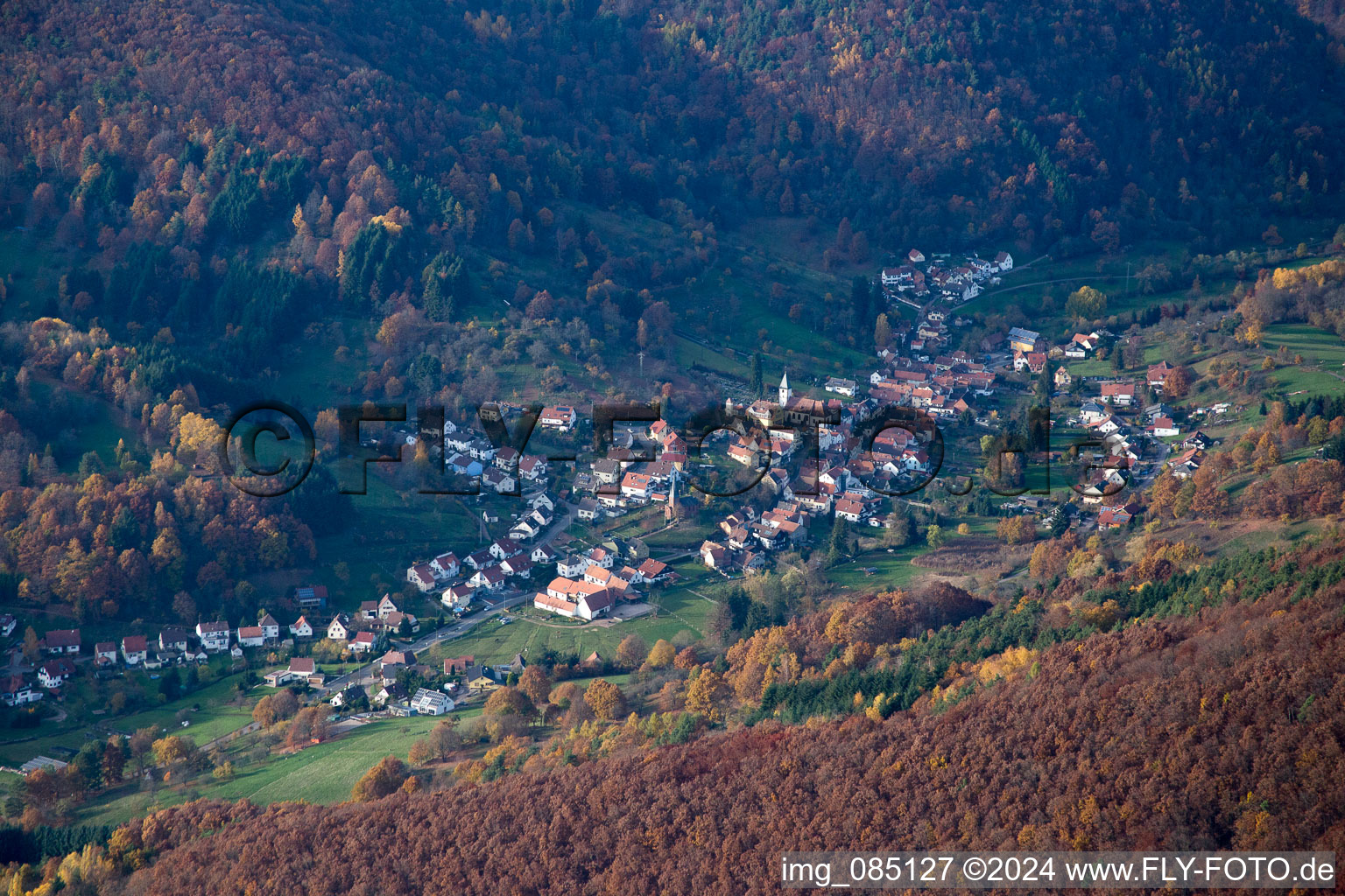 Aerial view of From the southeast in Dernbach in the state Rhineland-Palatinate, Germany