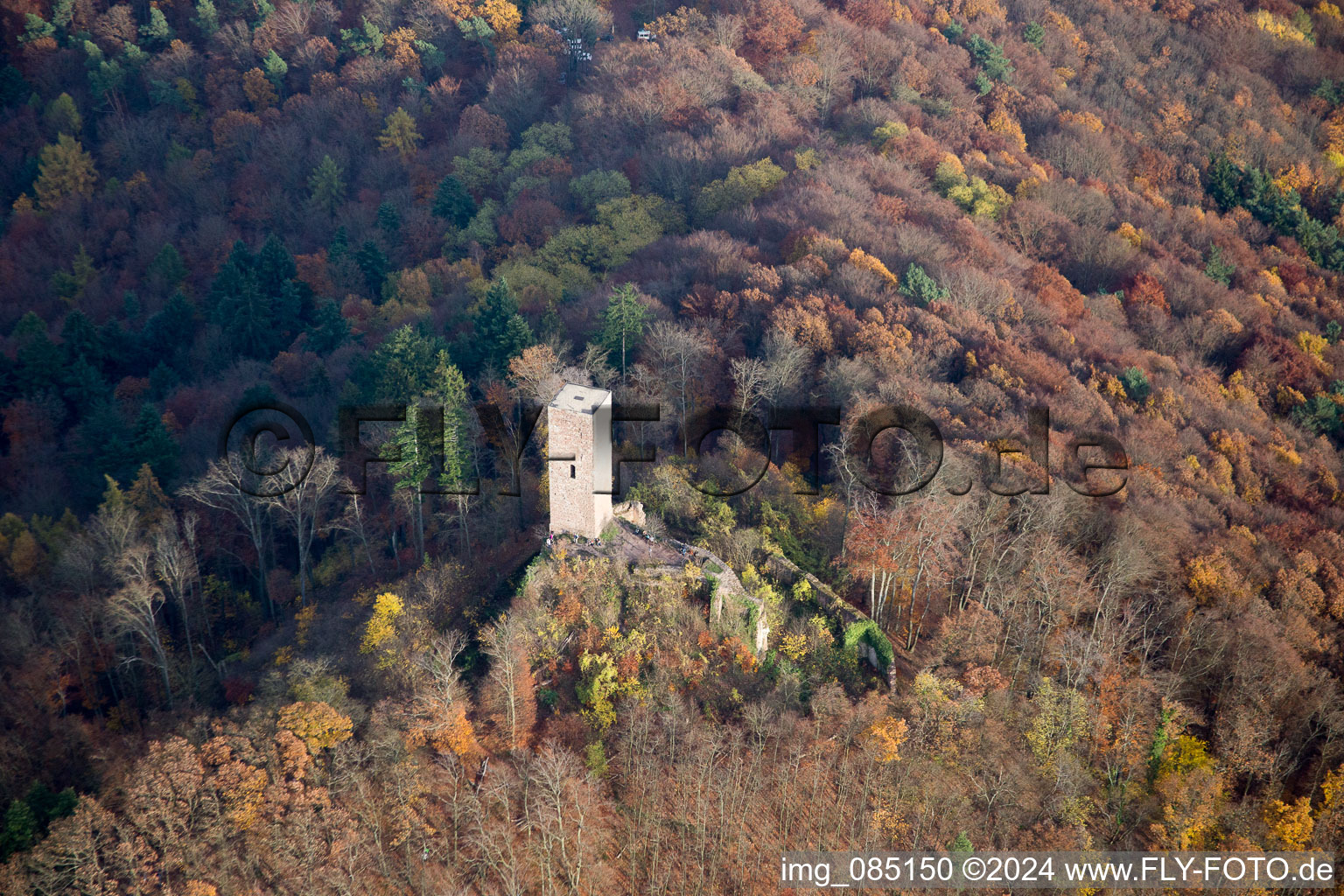 Aerial view of District Bindersbach in Annweiler am Trifels in the state Rhineland-Palatinate, Germany