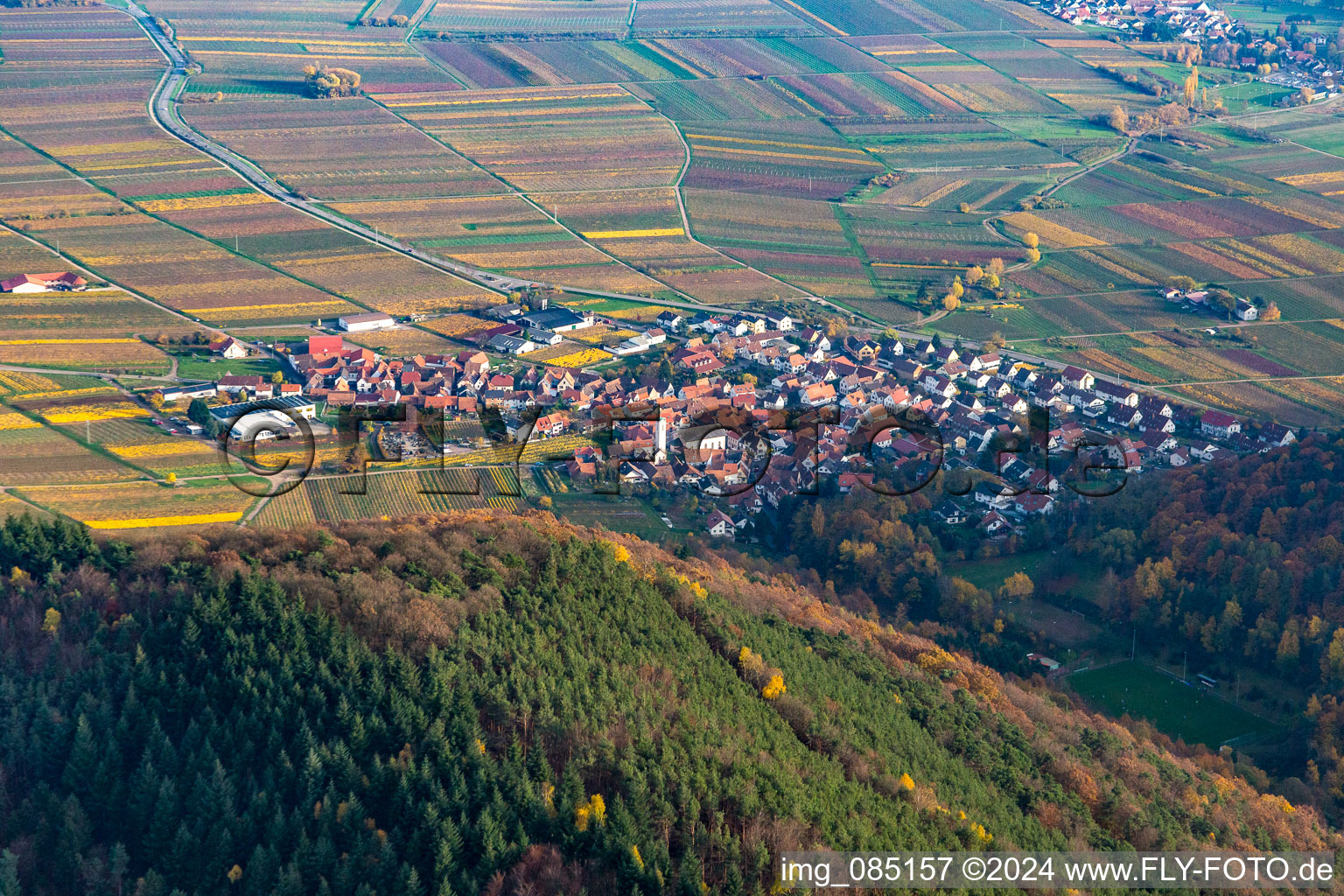 Eschbach in the state Rhineland-Palatinate, Germany seen from above