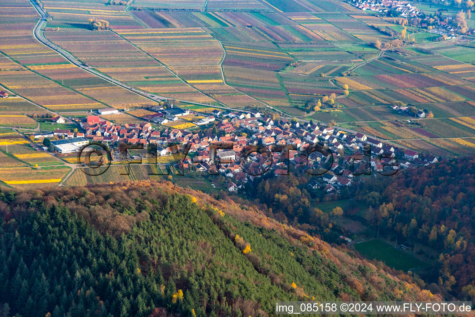 Eschbach in the state Rhineland-Palatinate, Germany from the plane