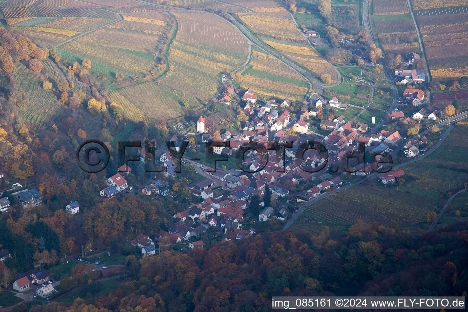 Aerial photograpy of Leinsweiler in the state Rhineland-Palatinate, Germany