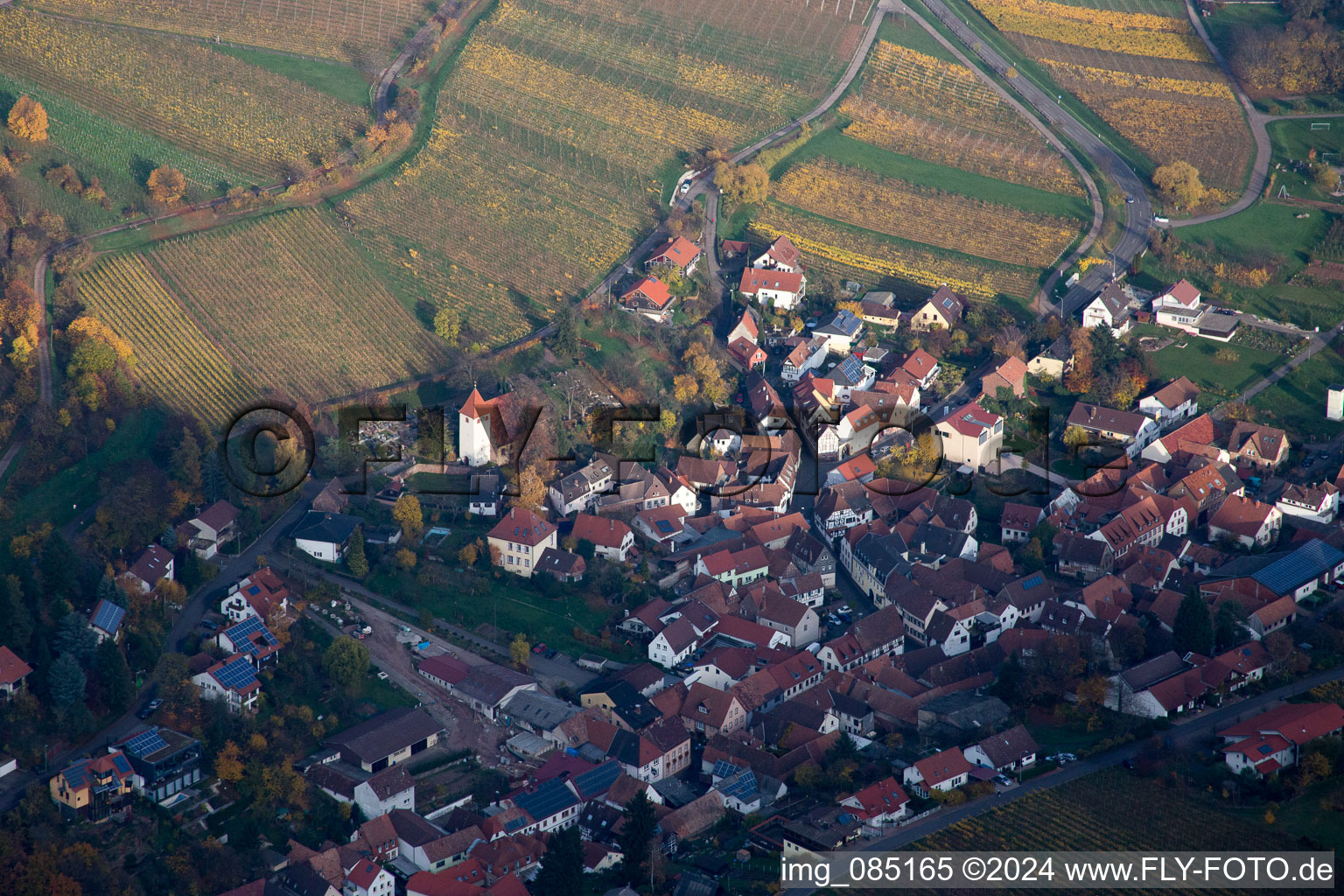 Oblique view of Leinsweiler in the state Rhineland-Palatinate, Germany