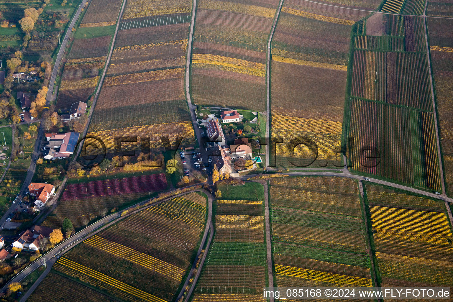 Aerial view of Leinsweiler yard in Leinsweiler in the state Rhineland-Palatinate, Germany