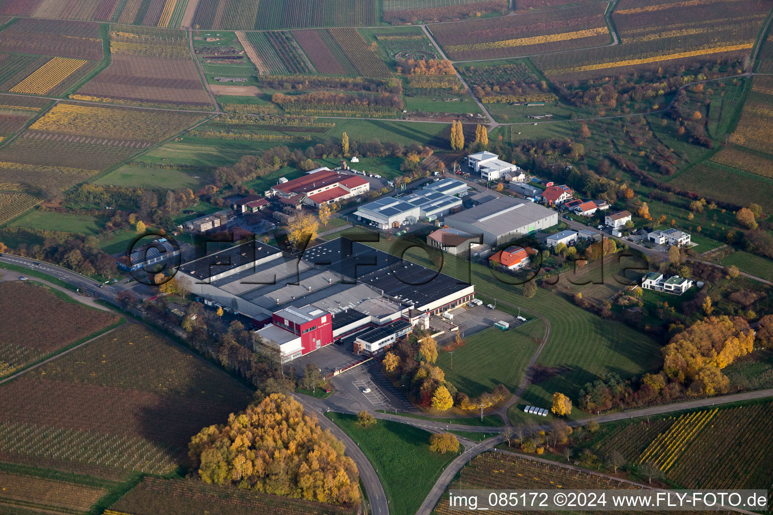 Warehouse complex-building in the industrial area Grosskelterei Kleine Kalmit in Ilbesheim bei Landau in der Pfalz in the state Rhineland-Palatinate